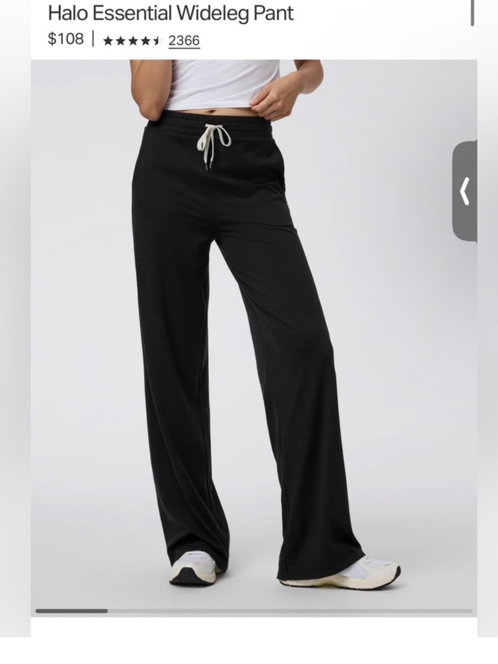 Halo Essential Wideleg Pant - Black Heather